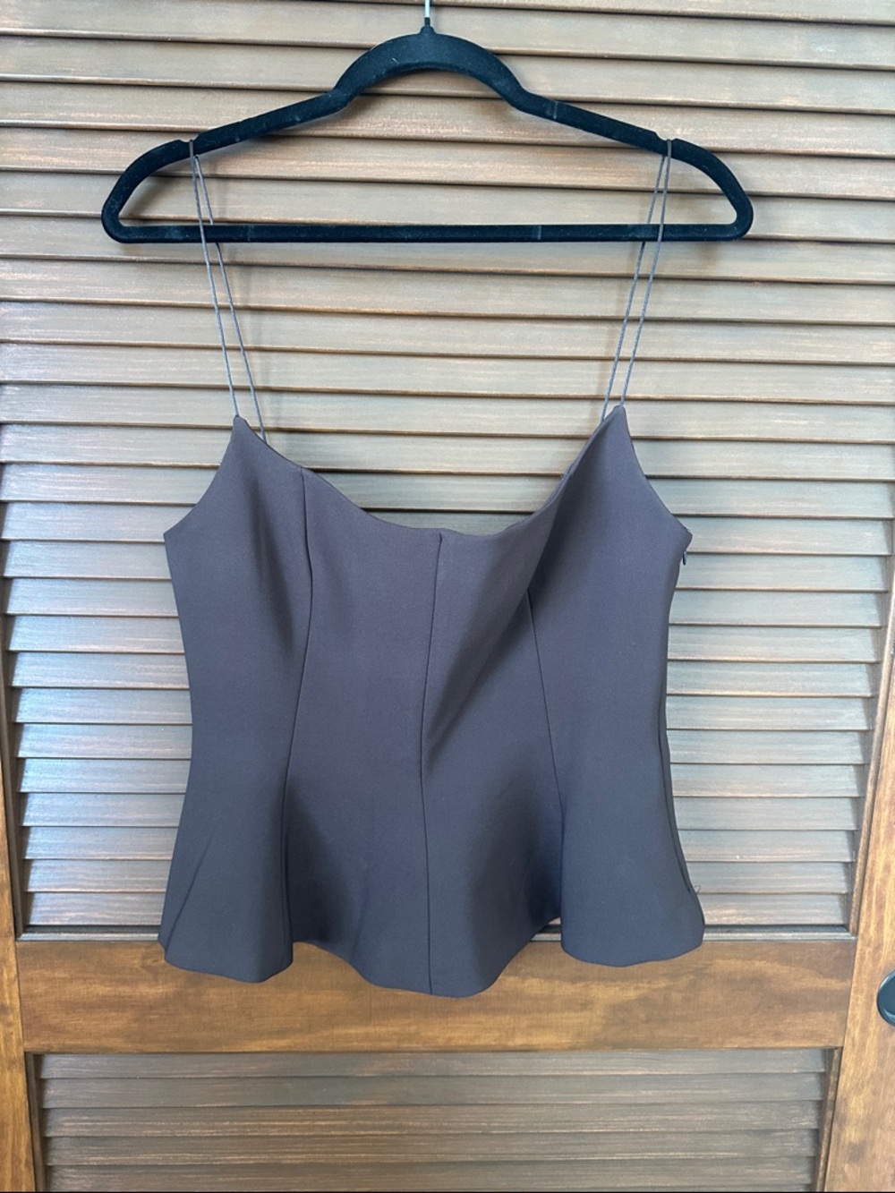 NWT Zara Brown Spaghetti Strap Peplum Top